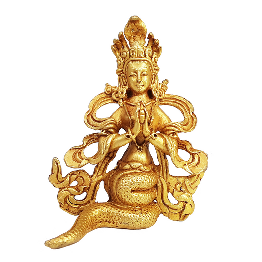 Naga Statue Gold Gilded 3.25"