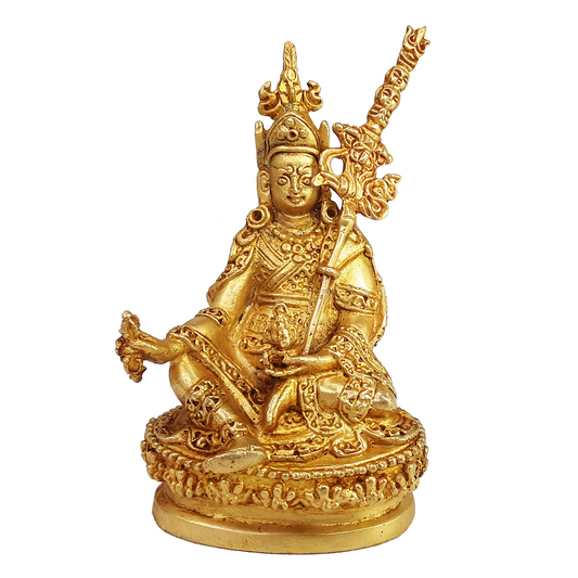 Guru Rinpoche Gold Gilded Statue 3.5"