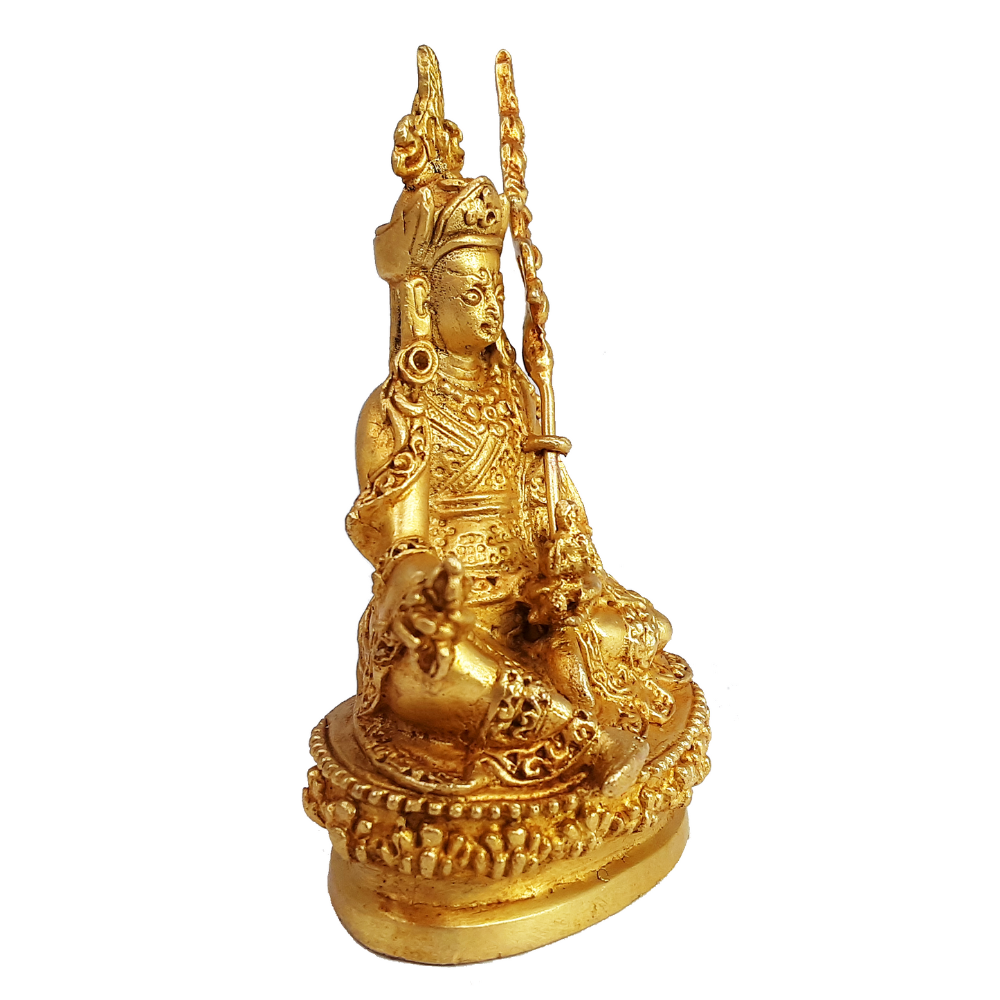 Guru Rinpoche Gold Gilded Statue 3.5"