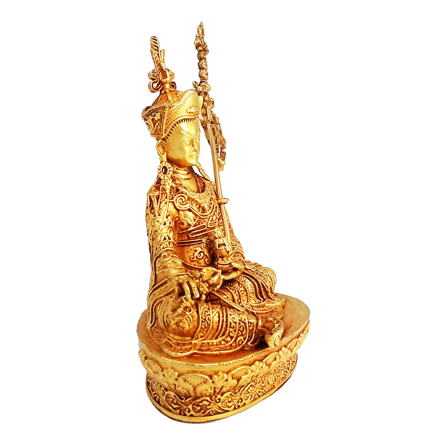 Guru Rinpoche Statue Gold Gilded 4"