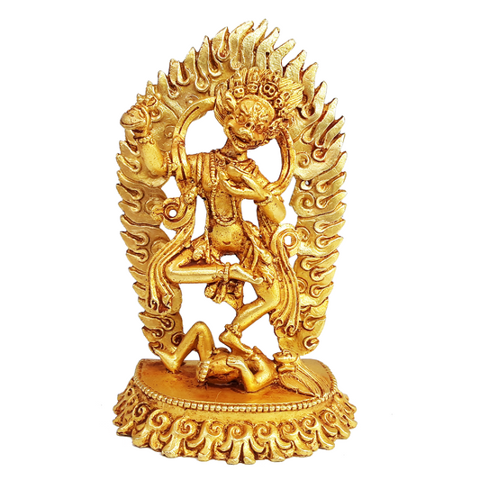 Lion-Faced Dakini Statue Gold Gilded 3.75"