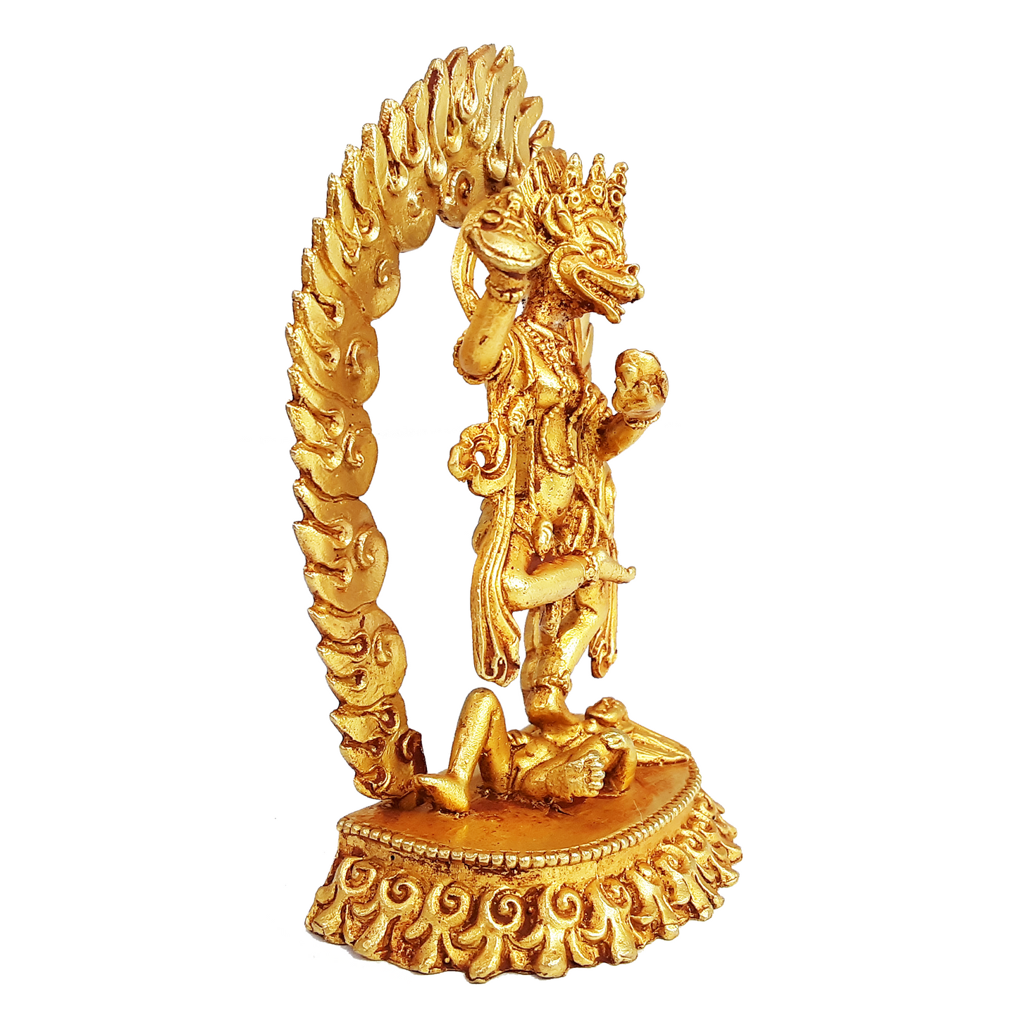 Lion-Faced Dakini Statue Gold Gilded 3.75"