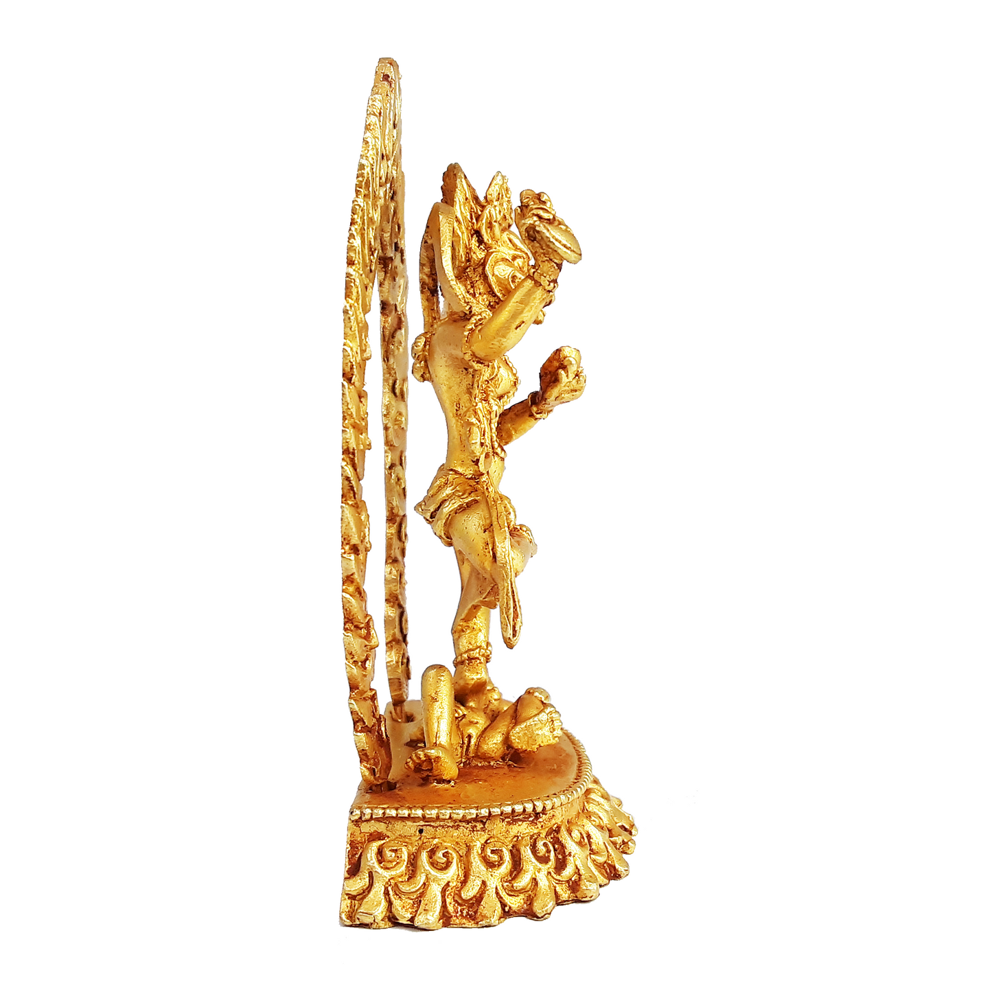 Lion-Faced Dakini Statue Gold Gilded 3.75"