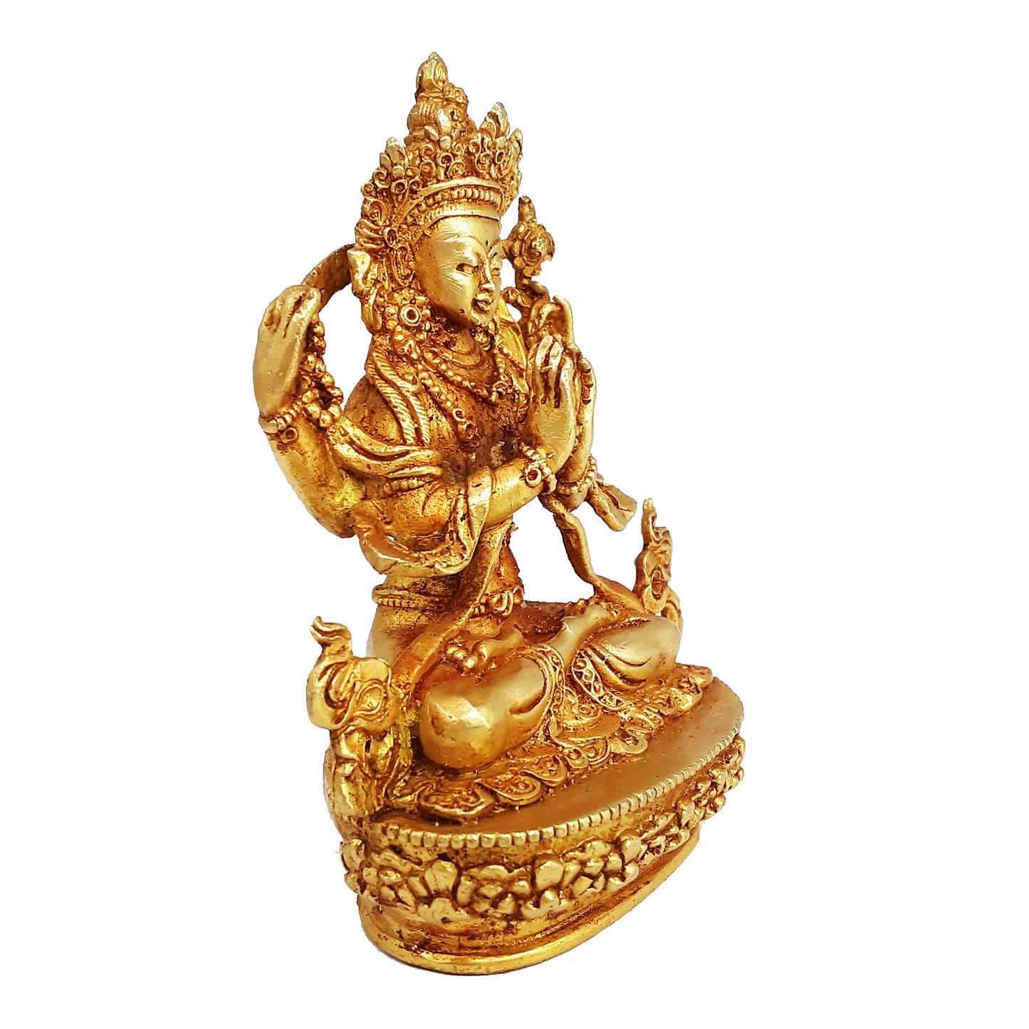 Chenrezig Statue Gold Gilded 3.5"