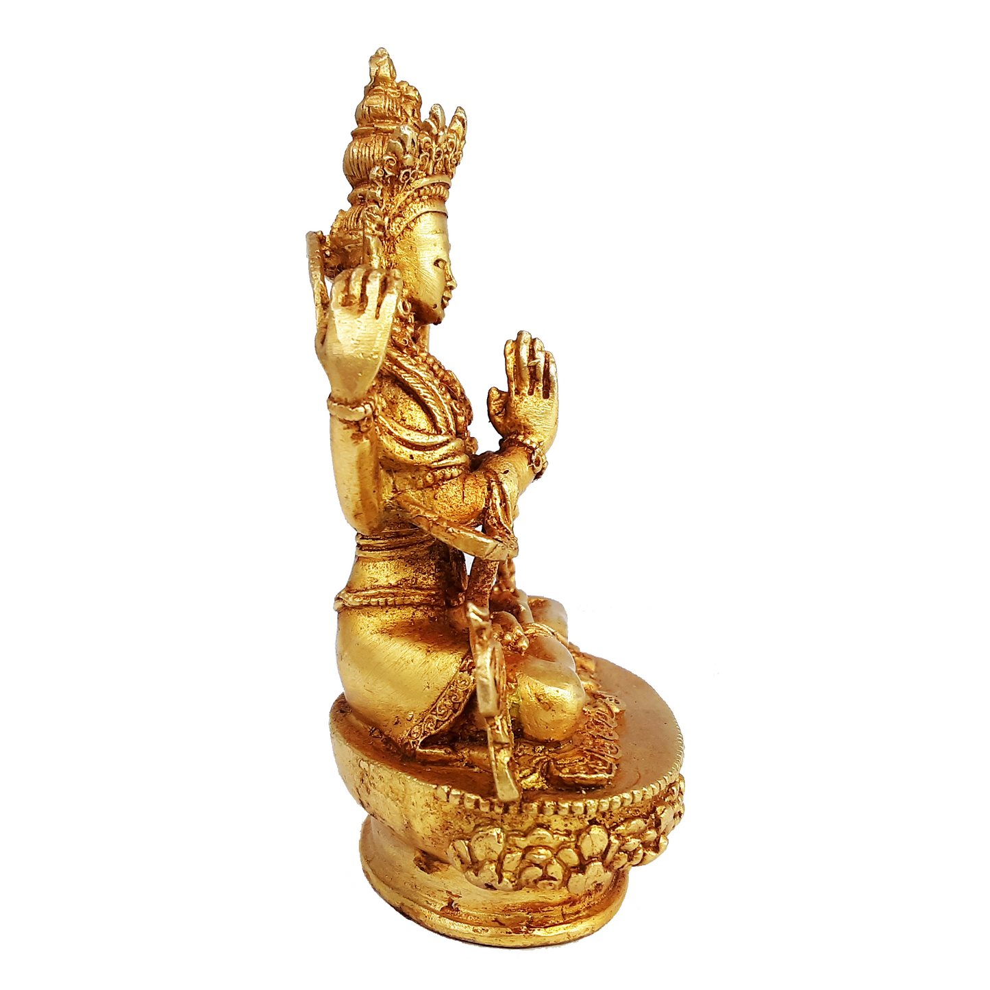 Chenrezig Statue Gold Gilded 3.5"