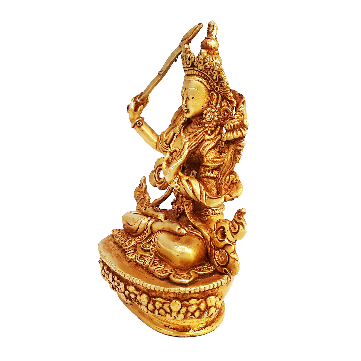 Manjushri Statue Gold Gilded 3.5 "