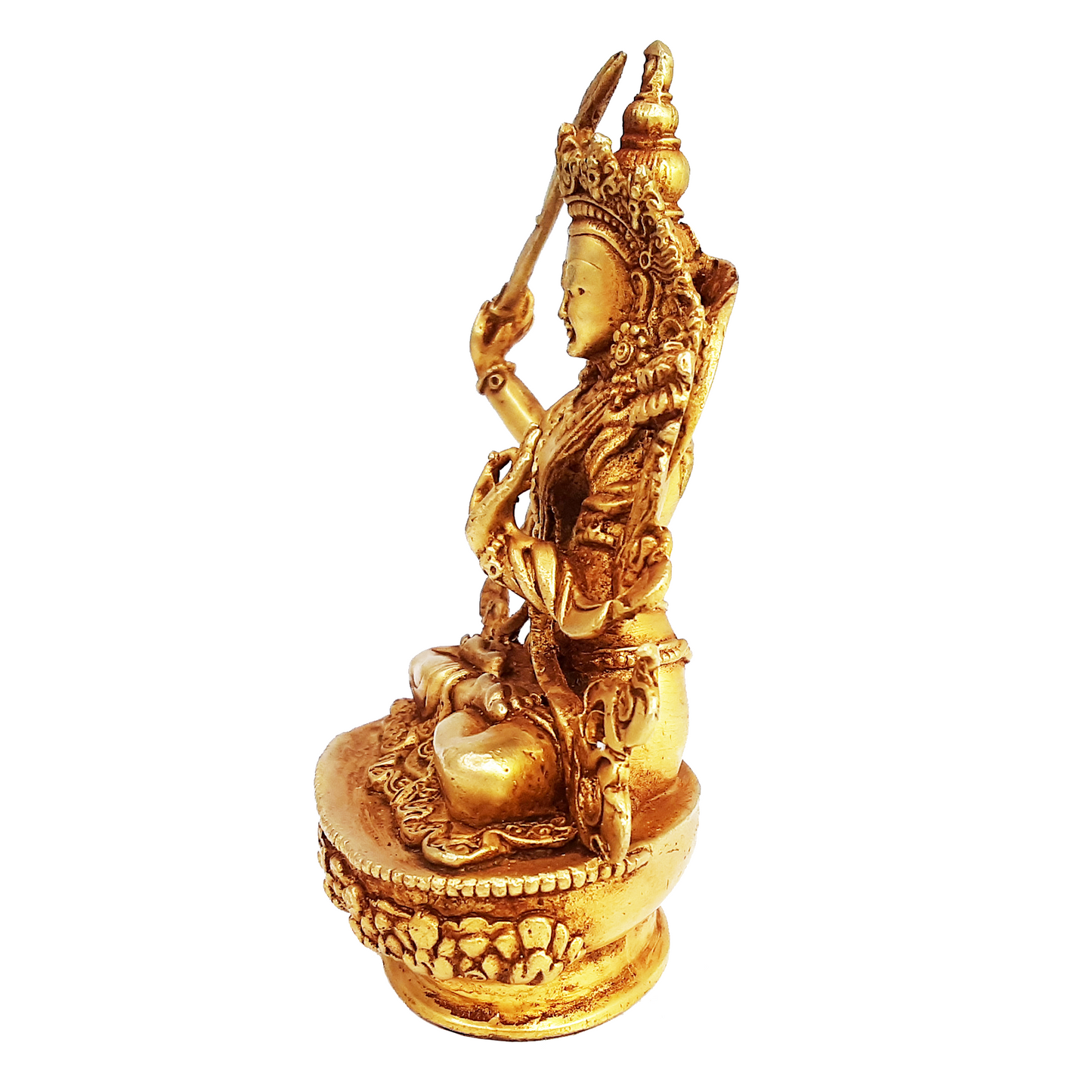 Manjushri Statue Gold Gilded 3.5 "