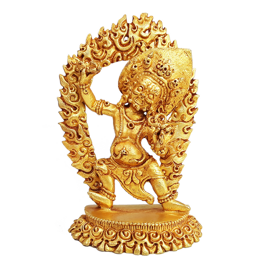 Vajrapani Statue Gold Gilded 3.65"