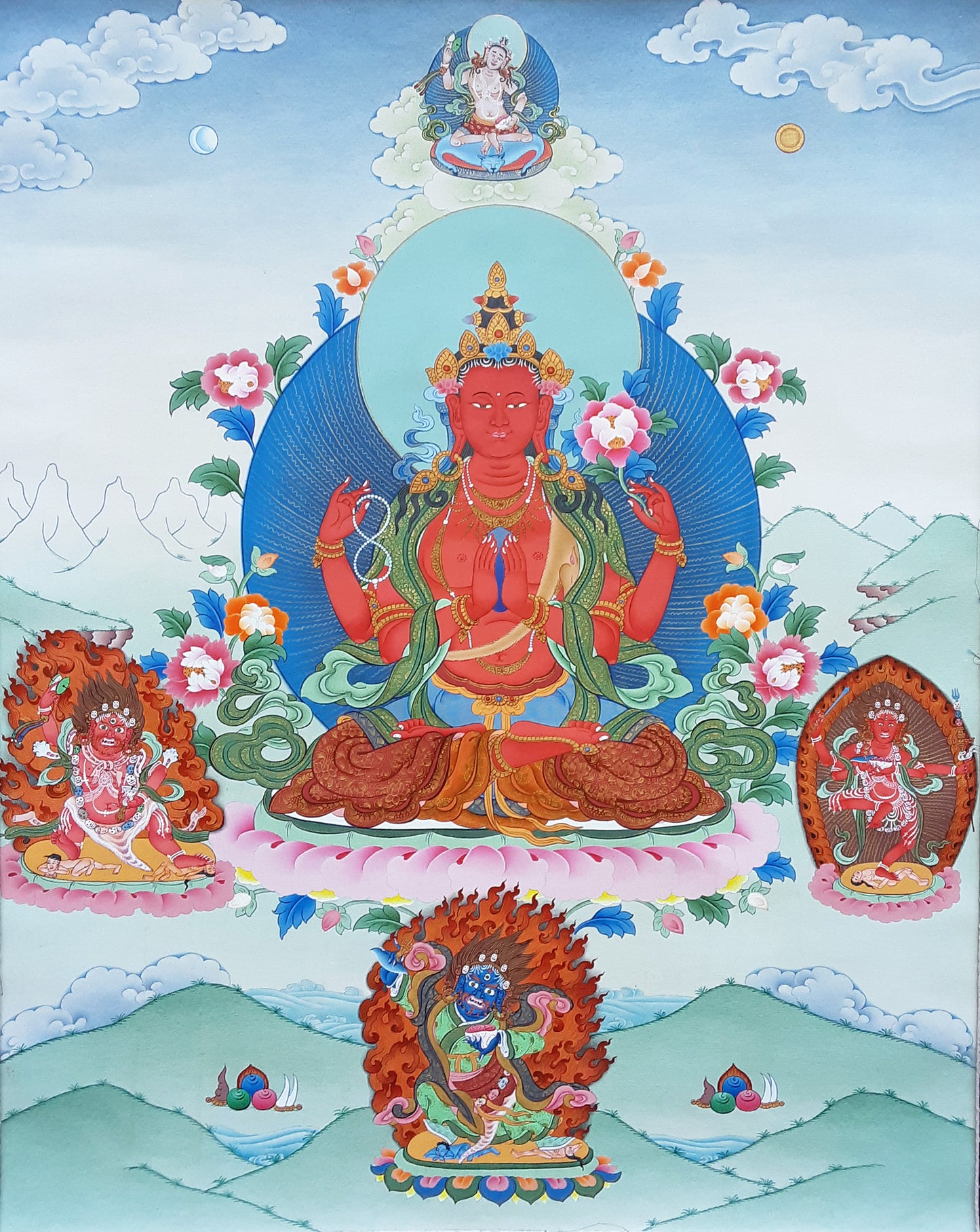 Red Chenrezig Thangka