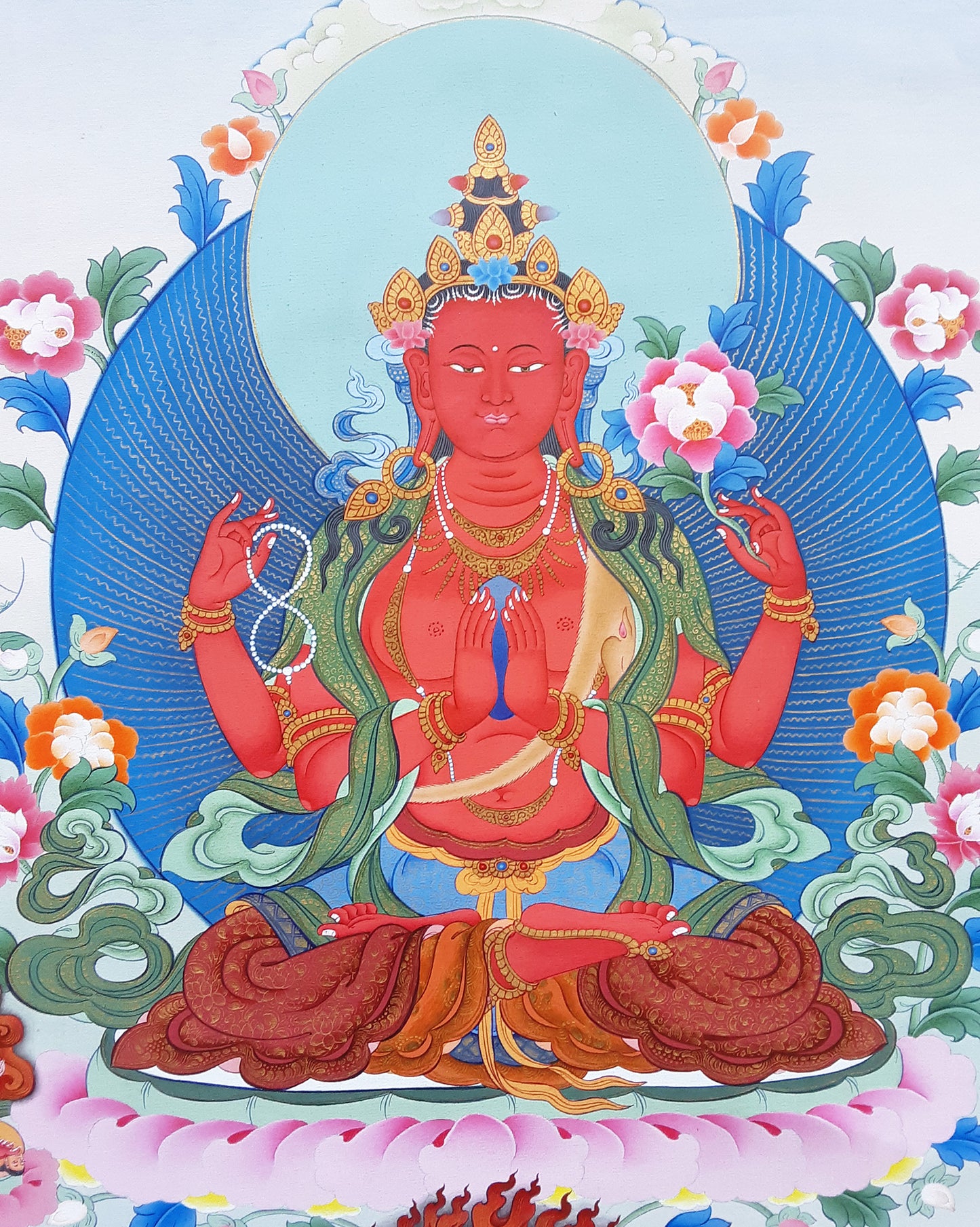 Red Chenrezig Thangka