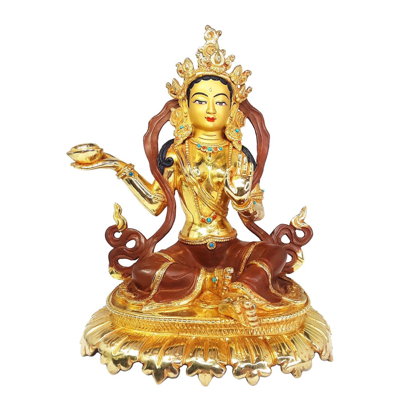 Yeshe Tsogyal Statue Gold Plated 7.5"