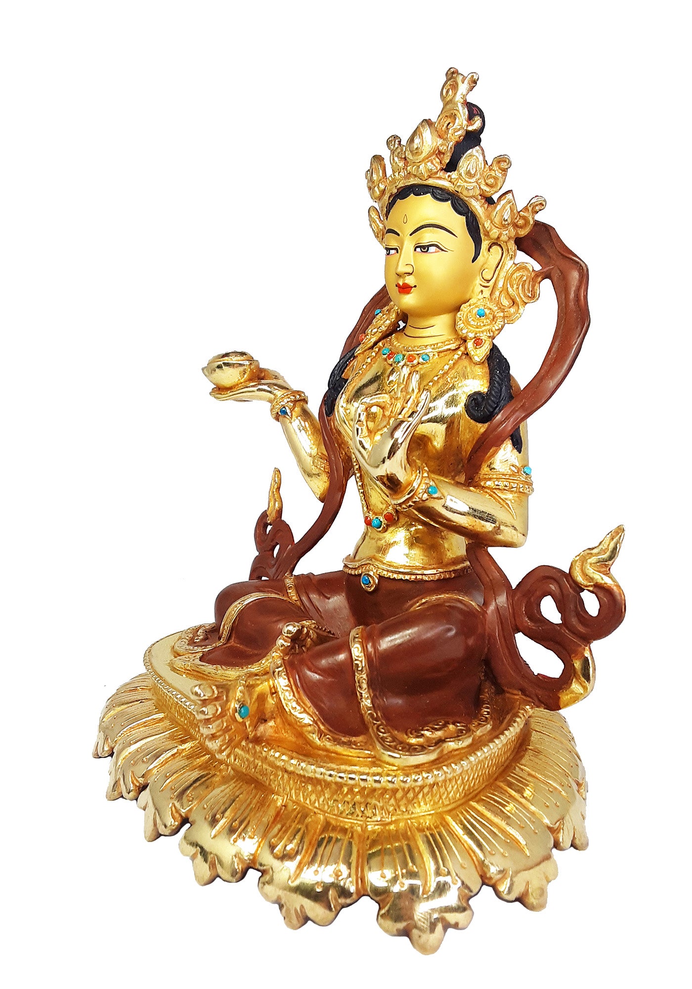 Yeshe Tsogyal Statue Gold Plated 7.5"