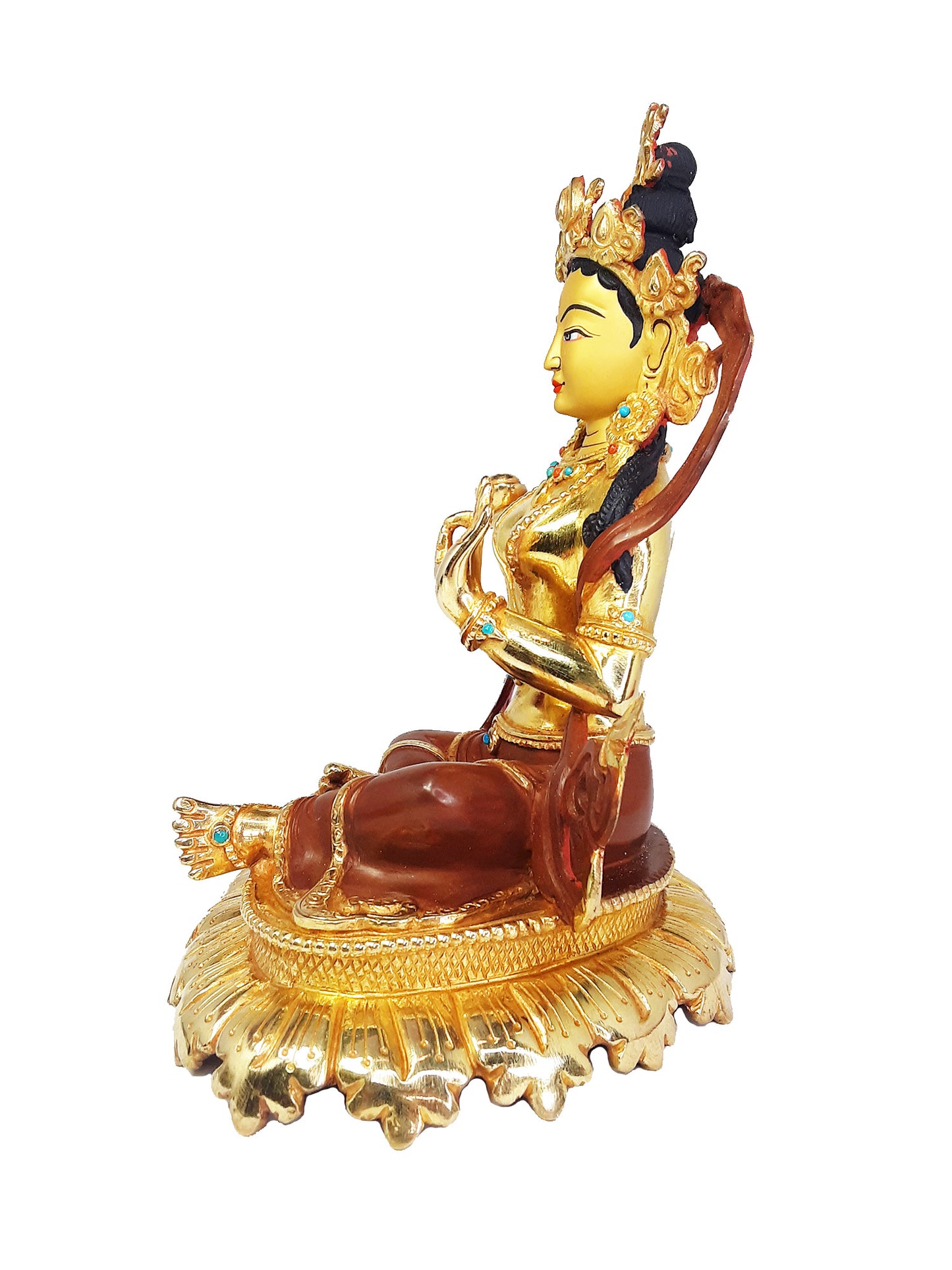 Yeshe Tsogyal Statue Gold Plated 7.5"