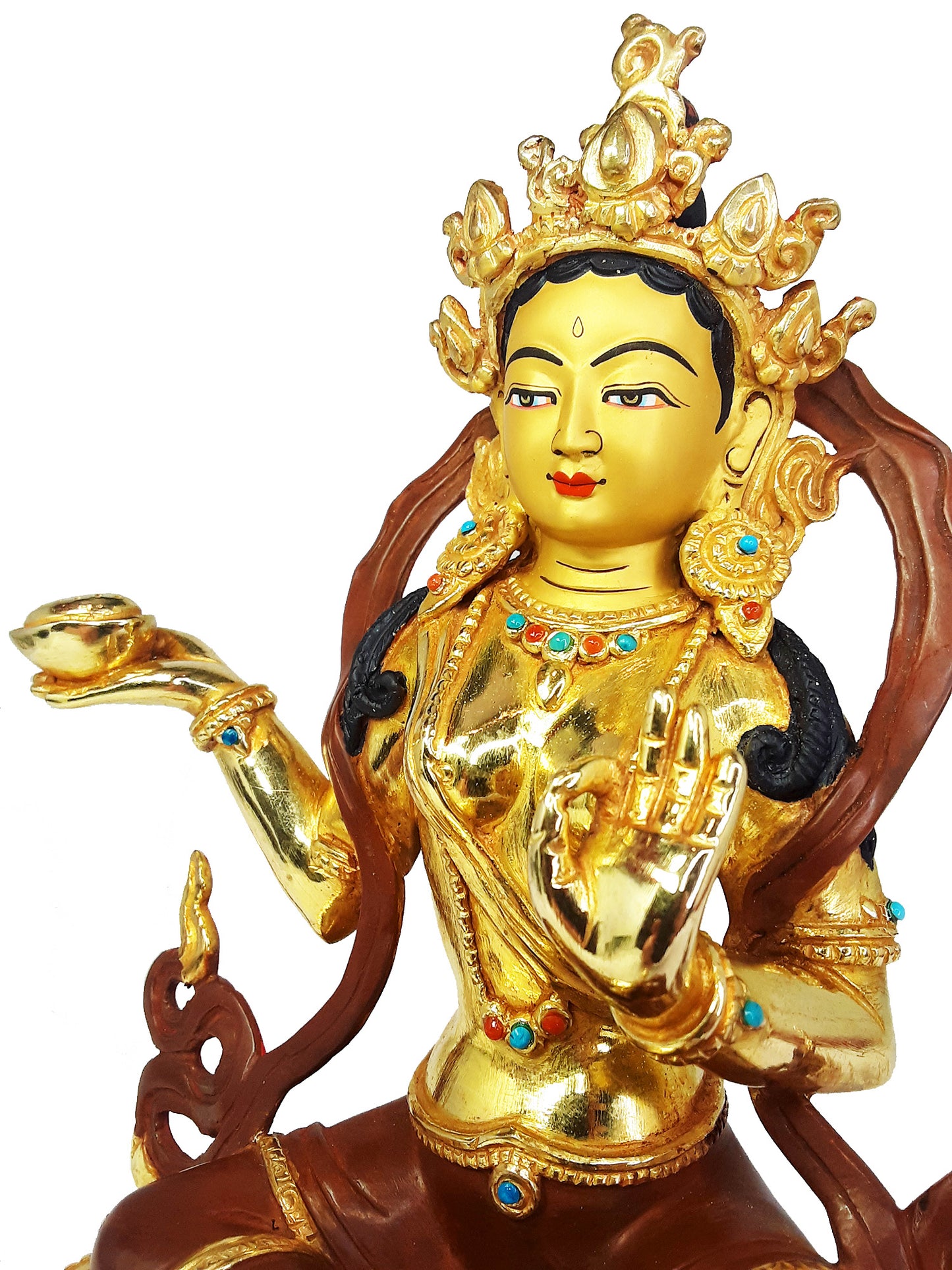 Yeshe Tsogyal Statue Gold Plated 7.5"