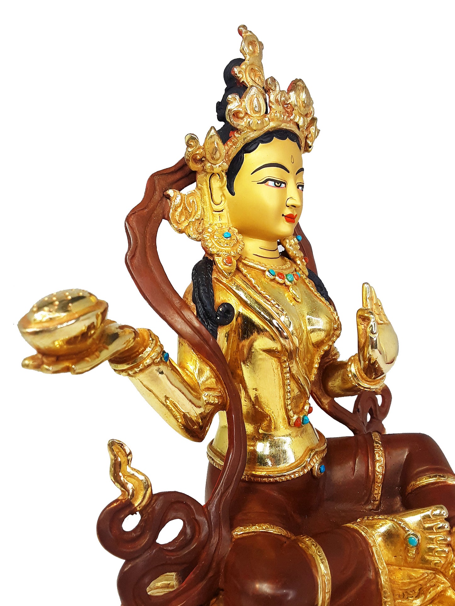 Yeshe Tsogyal Statue Gold Plated 7.5"