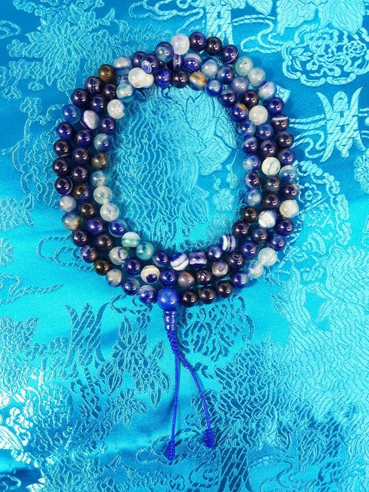 Blue Agate Mala, 8mm