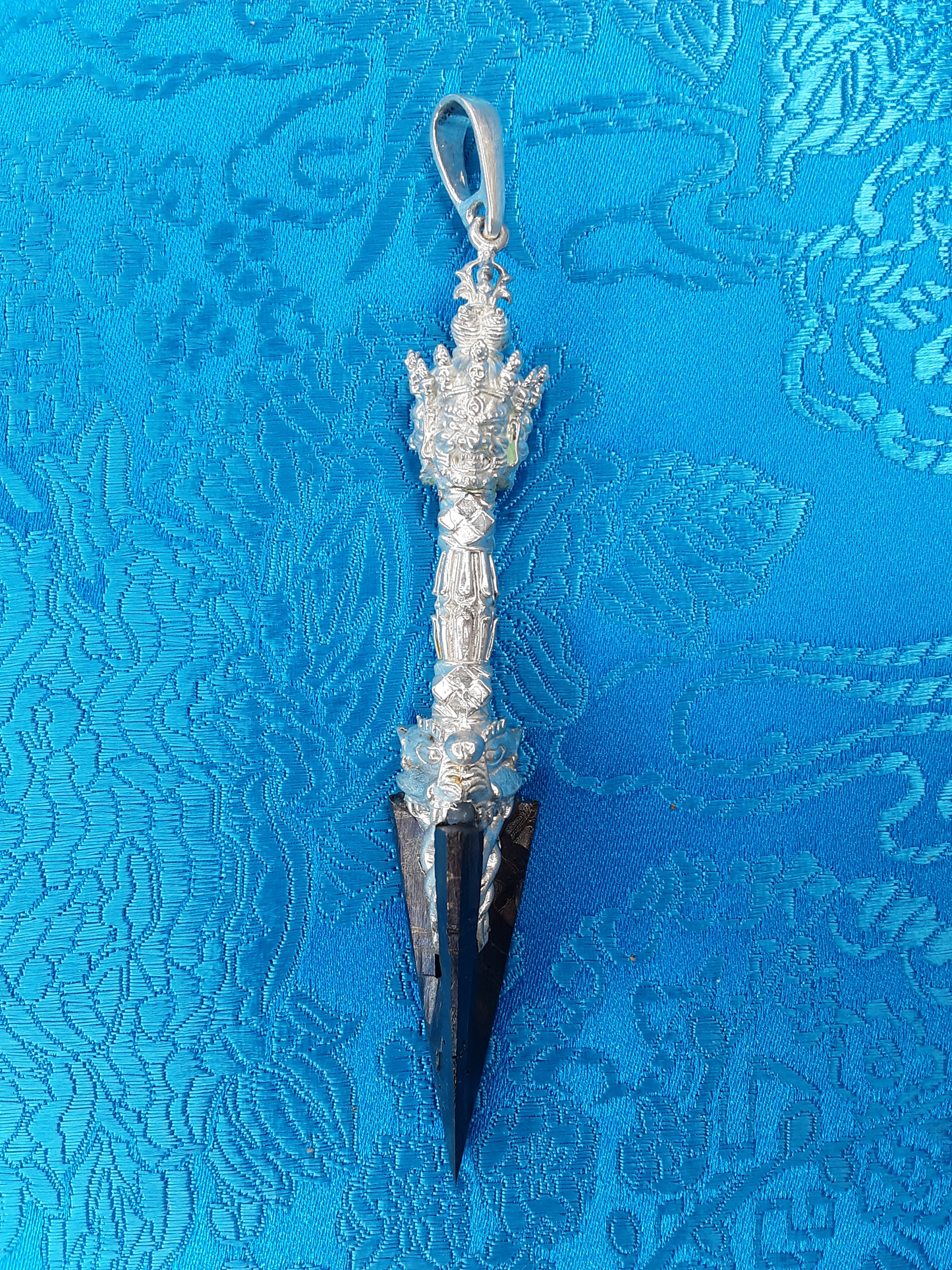 Meteorite & Silver Phurba Pendant