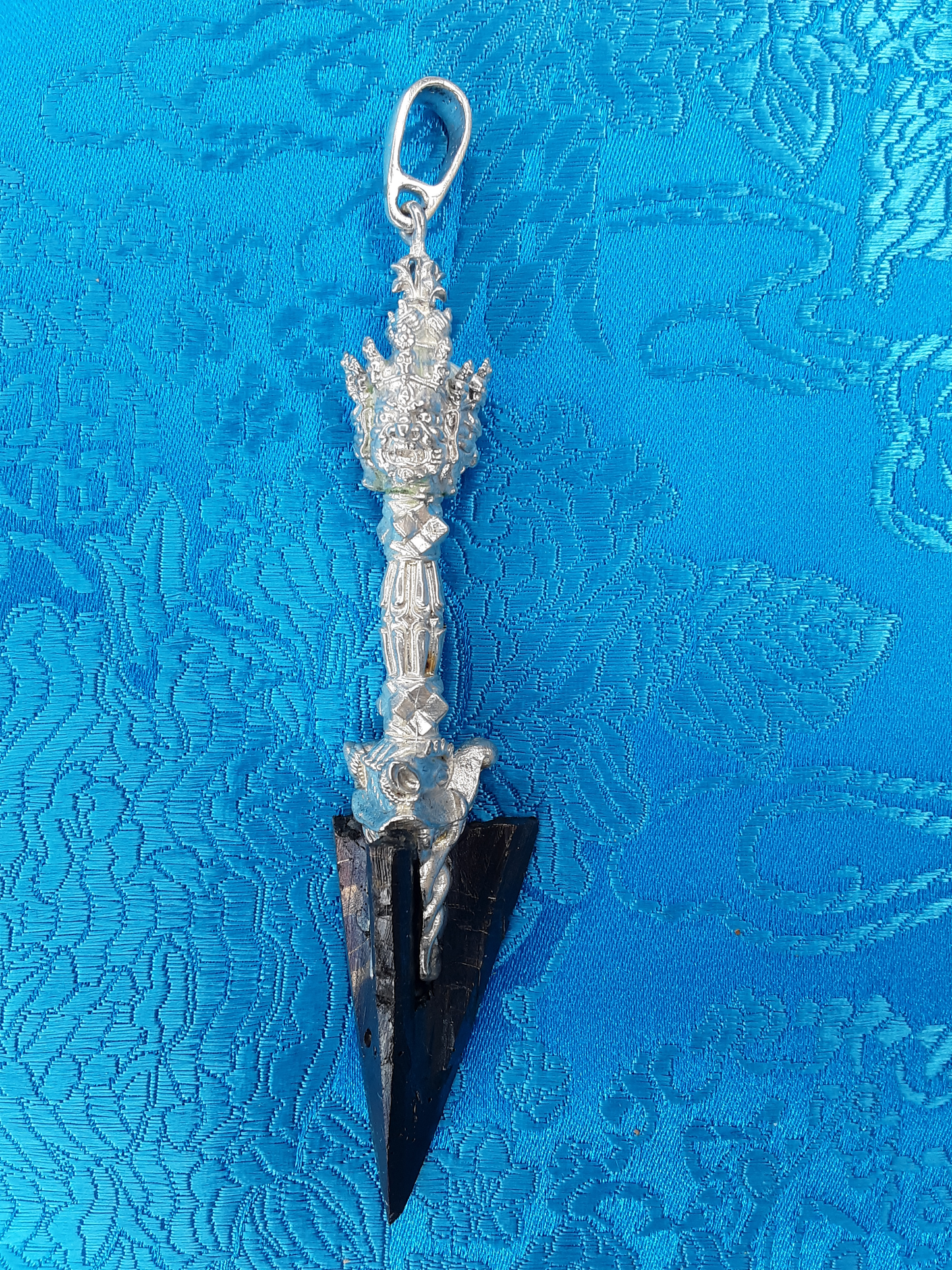 Meteorite & Silver Phurba Pendant