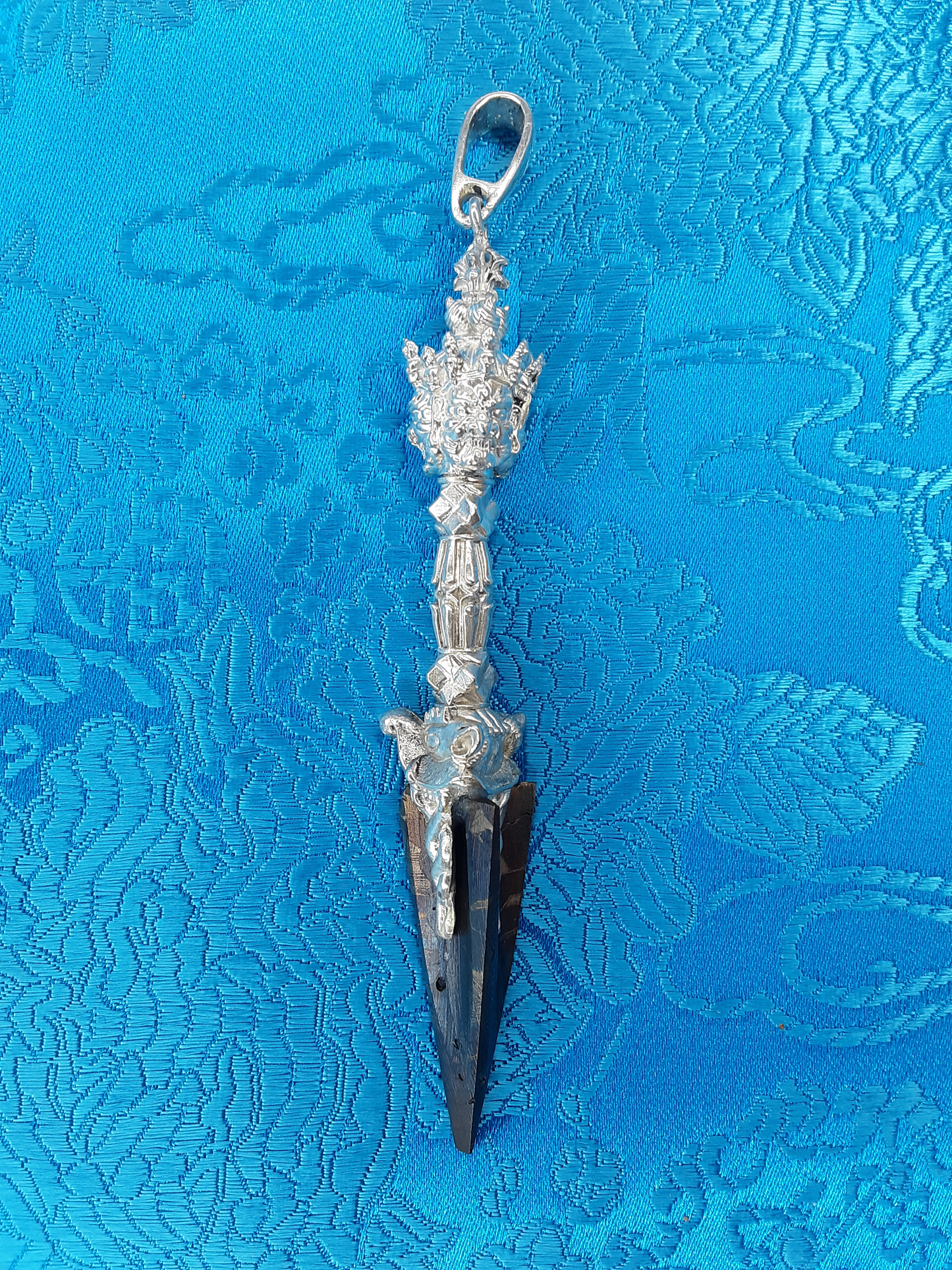 Meteorite & Silver Phurba Pendant