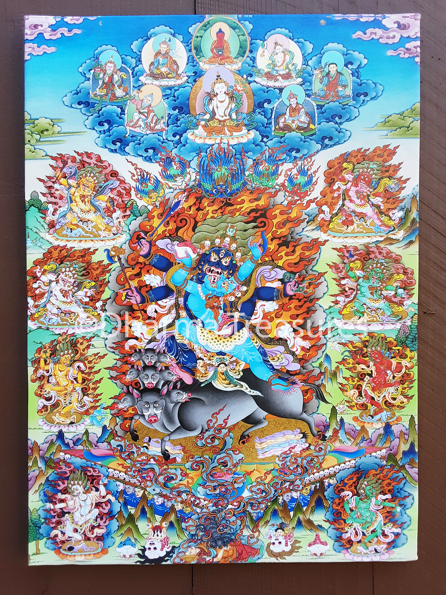 Black Hayagriva with Retinue Canvas Print (discounted due to printing error)