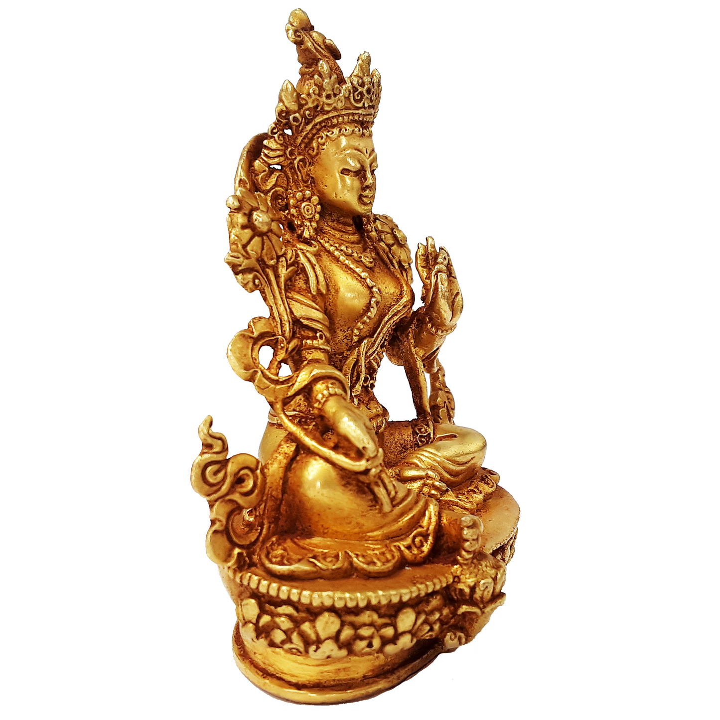 Green Tara Statue Gold Gilded 3.5"