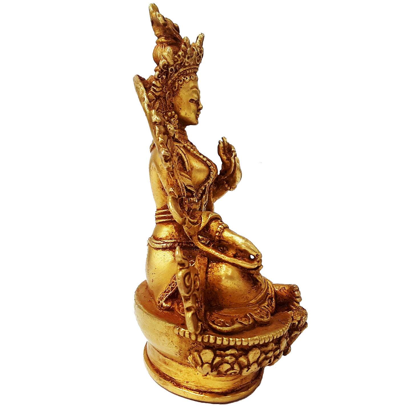 Green Tara Statue Gold Gilded 3.5"