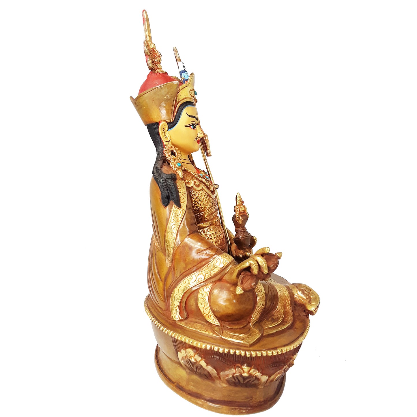 Guru Rinpoche Statue Gold Plated 8.75"