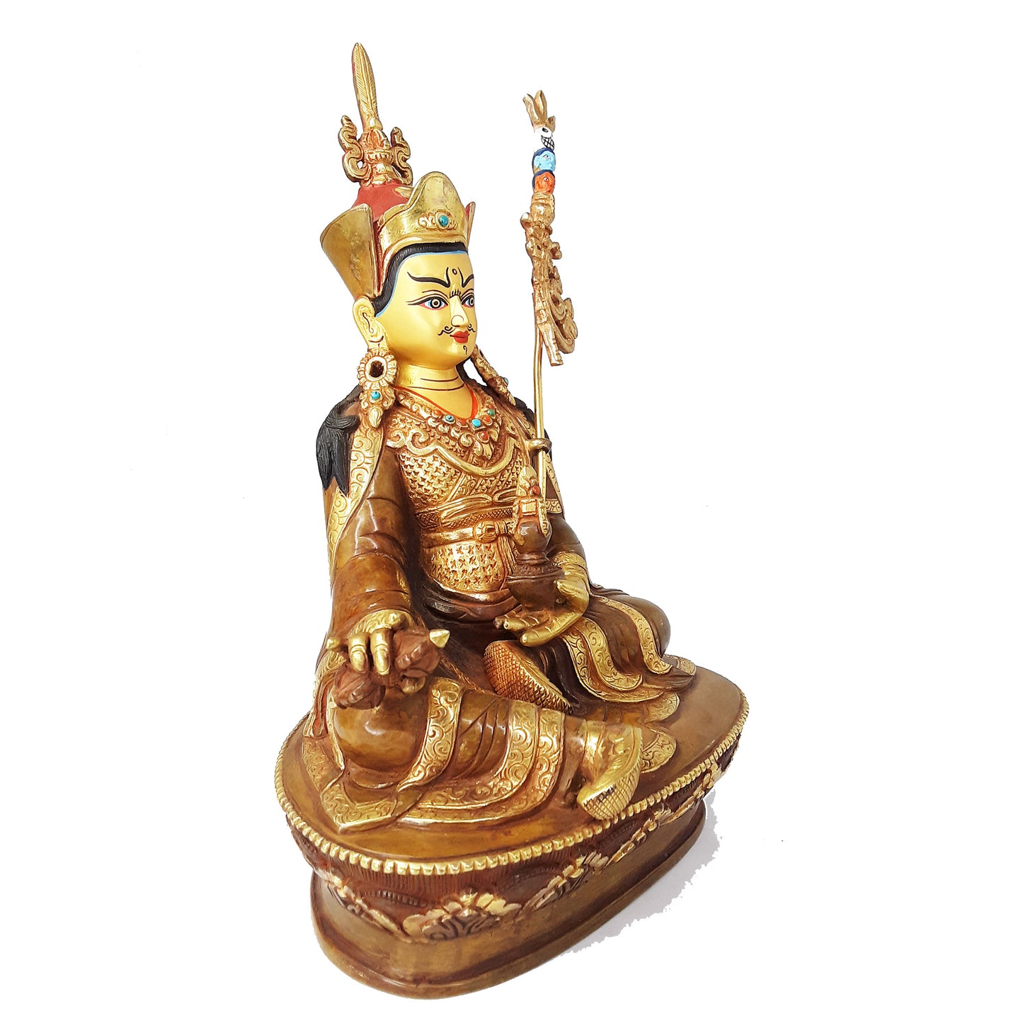 Guru Rinpoche Statue Gold Plated 8.75"