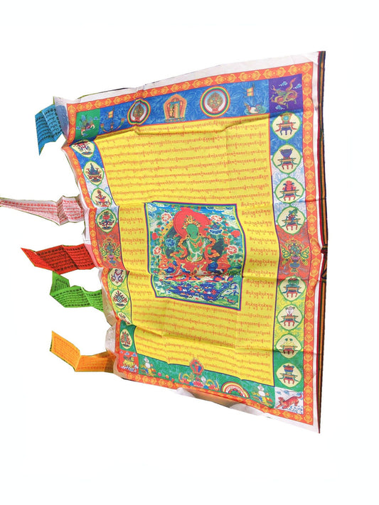 Green Tara Vertical Prayer Flag