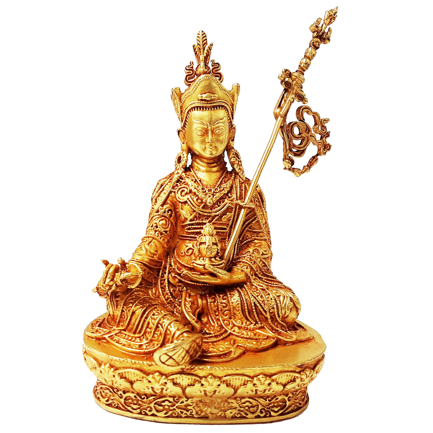 Guru Rinpoche Statue Gold Gilded 4"