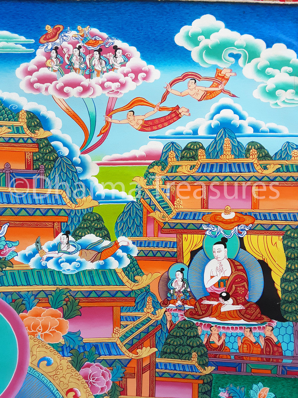 Amitabha in Dewachen Pureland Thangka, A – Treasures Dharma