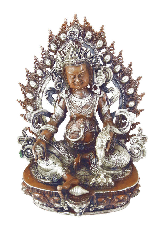 Dzambhala Statue Copper with Silver 3.75"