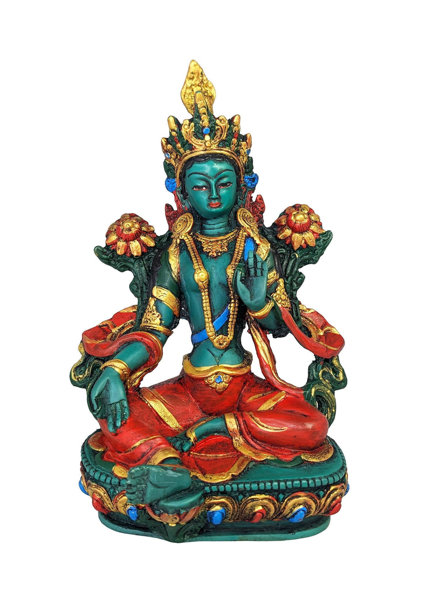 Green Tara Resin Statue 8" (Painted)