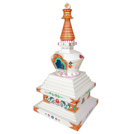 Hand-Painted Wood Stupa