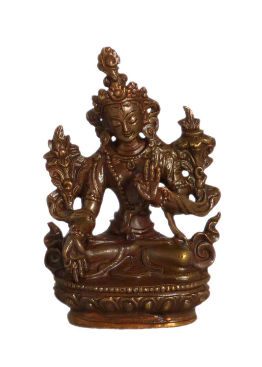 Mini Copper White Tara Statue 2.25"