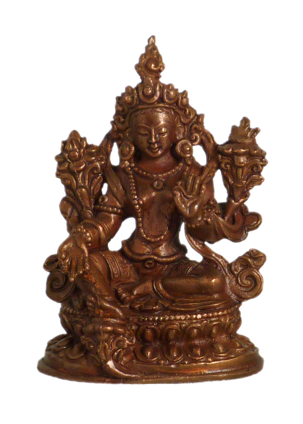 Mini Copper Green Tara Statue 2.25"