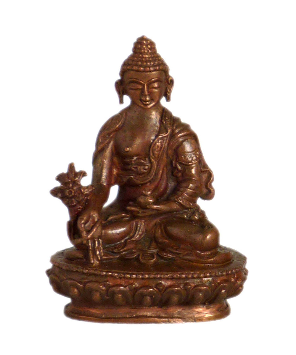 Mini Copper Medicine Buddha Statue 2.25"